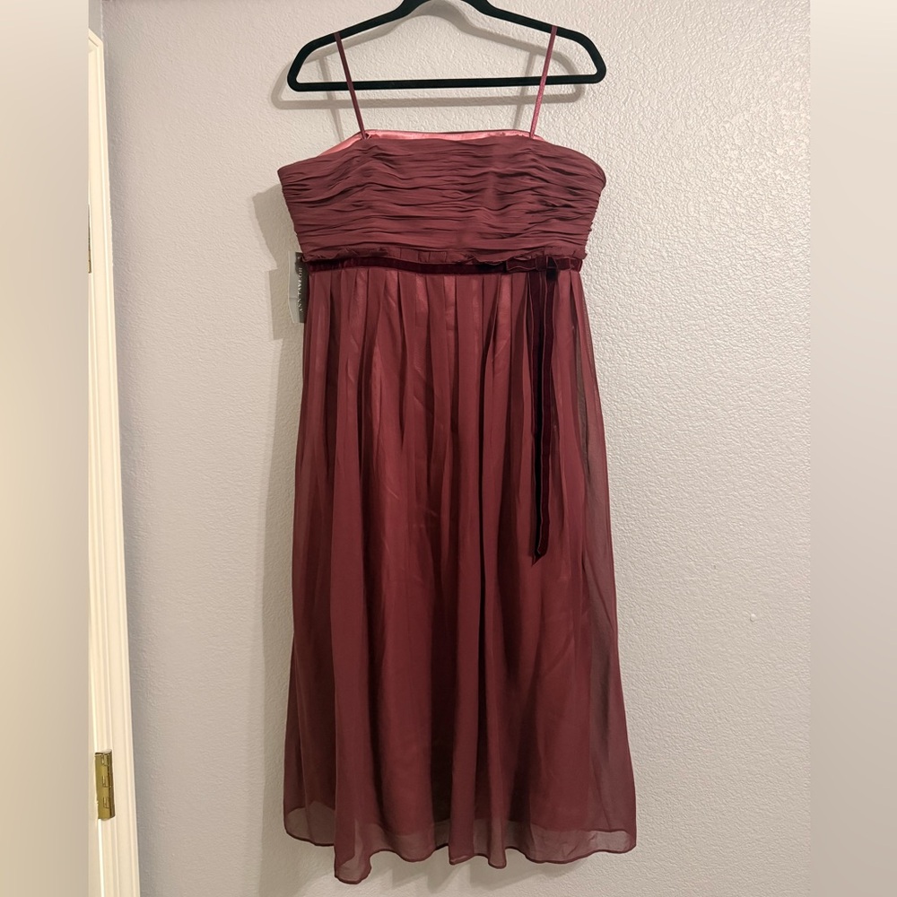 Ann Taylor Strapless Burgundy Silk Dress